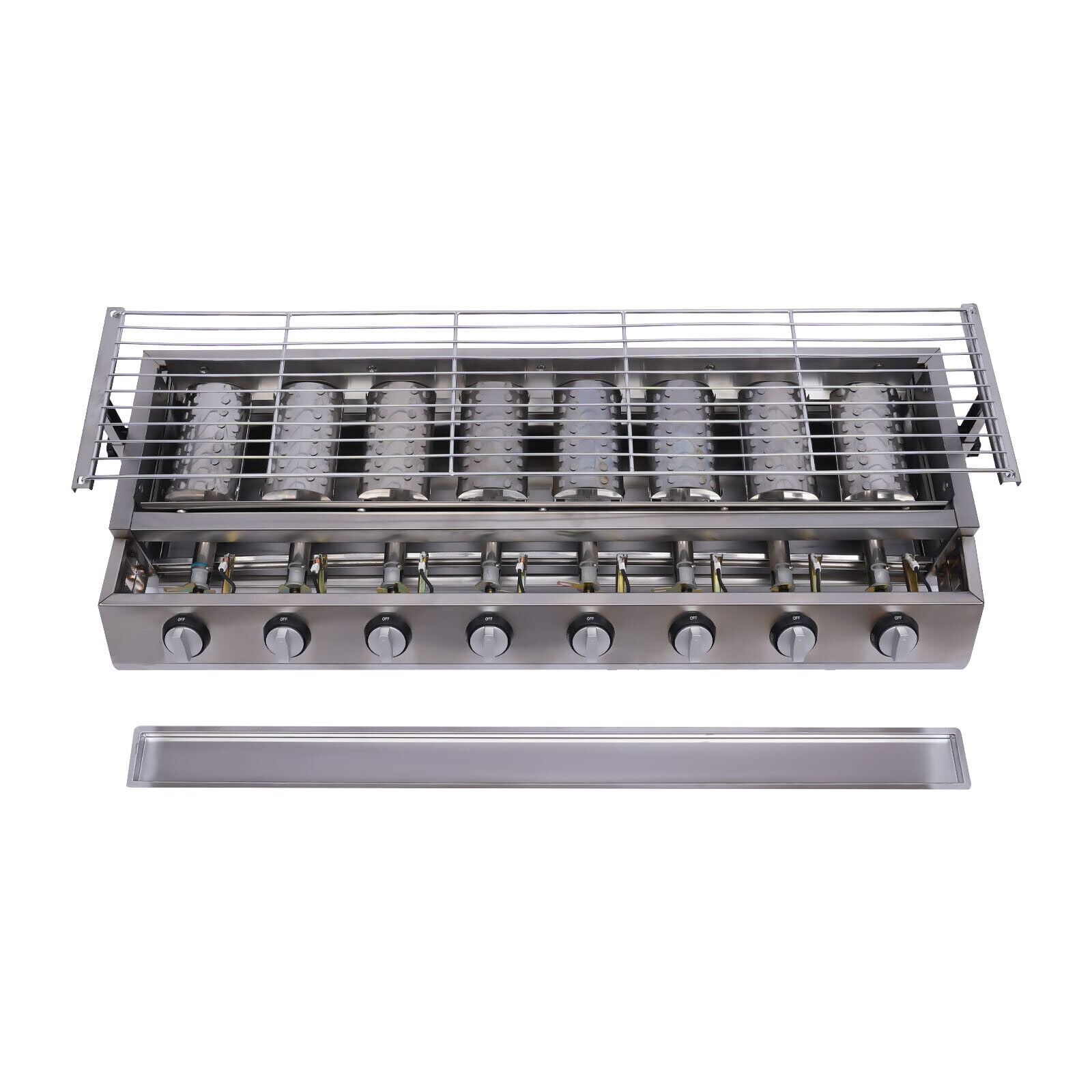 Gas Grill BBQ Gas Grills 8 Burner BBQ Grill Outdoor Party Cooker Stainless Steel Barbecue Grill Commercial Gas Grill Burners Cooker Smokeless for Camping Picnics