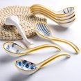 thumbnail image 3 of Kiibsot 8 Pack Ceramic Soup Spoons Large Asian Soup Spoon Ramen Spoons, 6.4" Korean Style Long Handle Spoons for Pho Noodles Dumpling Miso Dessert Cereal, 3 of 9