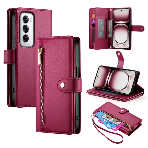Funda de cartera GANGXUN para OPPO Reno 12 Pro - Diseño de cuero premium, 9 ranuras para tarjetas