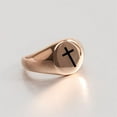 thumbnail image 4 of PAURO Cross Rings for Men Women Black Silver Rose Gold Plated Pinky Cool Simple Personalized Statement Dainty Circle Jewelry Rose Gold Size 5, 4 of 6