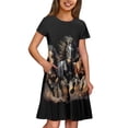 thumbnail image 2 of Uourmeti Horse Girls Short Sleeve Swing Dress Summer Soft Crewneck Midi Dress Casual Loose Beach Dresses Wedding Party Dress with Pockets, 2 of 6
