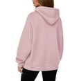 thumbnail image 3 of LIIPEE Women Hoodies Solid Color Long Sleeve Hooded Zip Up Tops With Pockets Woman Breathable Birthday Wedding Weekend Sweatshirts,Pink,L, 3 of 9