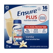 Ensure Plus Meal Replacement Nutrition Shake, Vanilla, 16g Protein, 8 fl oz - 16 Pack