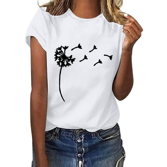 CEHVOM Women's Fashion Top Printed Casual Loose Fit Plus Size T-shirt Shirt