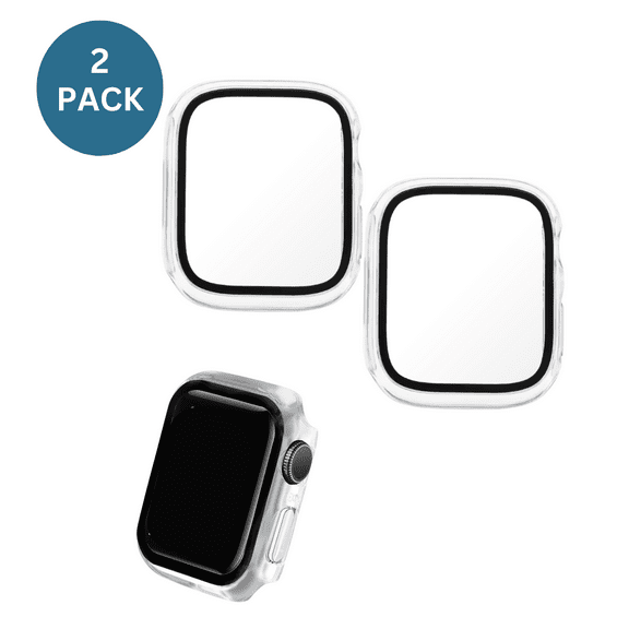 2PACK Qixxronics for Apple Watch Series 9/8/7 [45mm] Case, Built-in Tempered Glass Screen Protector