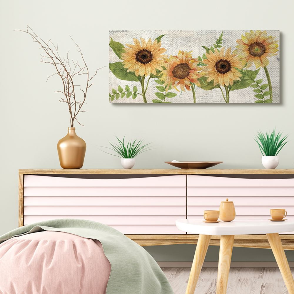 Stupell Industries Sunflower and Vintage European Postcard Collage Canvas Wall Art Design by Kim Allen