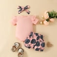 thumbnail image 6 of Utlike Girls Clothing Set Summer Outfits Short Sleeve Daddy Mama Saying Romper Floral Shorts Headband For Baby Sweet Girl Skin Friendly Outfits Size 12 Months-18 Months, 6 of 8