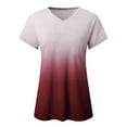 thumbnail image 5 of Outfmvch Shirts for Women Hawaiian Shirts for Women Tops Gradient Printed Short Sleeve V Neck Tee T Shirt Printed Side Split Tunic Summer Tops for Women 2023 Trendy XXL, 5 of 8