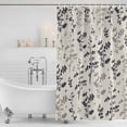 thumbnail image 3 of Grey Black Botanical Shower Curtain, Waterproof Shower Curtains for Bathroom, Rustic Country Spring Floral Summer Leaf Washable Fabric Bathtub Curtain Set Bath Decor with 12 Hooks Long 72"x84", 3 of 8