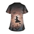 thumbnail image 3 of Tops Cortos para las Mujeres, Halloween Impreso en Cuello en V con Bolsillo, Moda Casual Manga Corta, 3 of 5