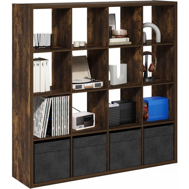 Cubicle Book Shelf Vertical Thick Frame Bookshelf Horizontally & Vertically Reversible Bookcase with Open Back x x for Living Room Bedroom Home Office