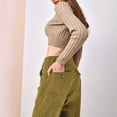thumbnail image 5 of ibiyuan Corduroy Pants Women Wide Leg Corduroy Pants for Women Casual Work Pants Straight Leg Elastic Waist Solid Color Harem Pants with Pockets,Khaki, 5 of 6
