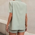 thumbnail image 6 of Babysbule Women Shorts 2PC Fashion Woman Solid Short Sleeve Blouse Coat + High Waist Pockets Pants Sets, 6 of 9