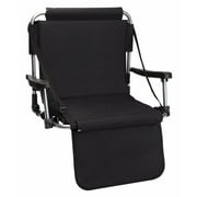 Barton Outdoors™ Folding Black Stadium Chair with Armrests, Carrying Strap, and Spring-Loaded Hooks