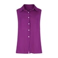 thumbnail image 4 of CUSTG Casual Blouses For Women Simple Summer Sleeveless V Neck Button Down Solid Color Linen Shirts Tank Blouse Soft Tops, 4 of 5