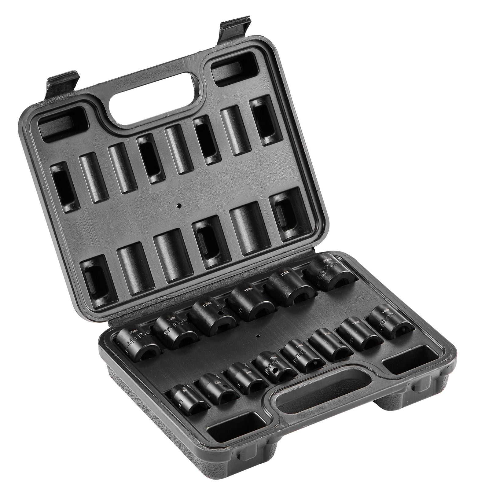 Zaverox 14PCS 3/8" Drive Shallow 6 Point Impact Socket Set, Metric 7-20mm Cr-Mo Alloy Steel Auto Repair Socket Kit with Storage Case