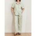 thumbnail image 5 of Yunliwuli Women's 2 Piece Pajama Set, Striped Short Sleeve Button Down Shirt Elastic Waist Pants for Summer, 5 of 9
