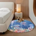 thumbnail image 2 of Jellyfish Coastal Round Area Rug 8Ft Washable Large Circle Rugs for Living Room Dorm, Nautical Ocean Summer Beach Coral Sea Non-Slip Carpet Floor Mats Indoor Outdoor Carpet Runner Home Decor, 2 of 8