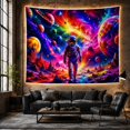 thumbnail image 6 of Mountain Lake Solitary with Astronaut Standing Jagged Rocky, Mystical Fantasy for Space Lovers, Galaxy Room Decor, Graduation Gift, Tapestry Wall Hanging for Bedroom and Dorm, 6 of 7