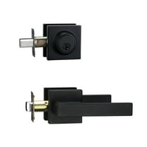 Front Door Locksets with Deadbolt, Black Door Handles, Combination Door Lock, Exterior Door Lever (Matte Black)