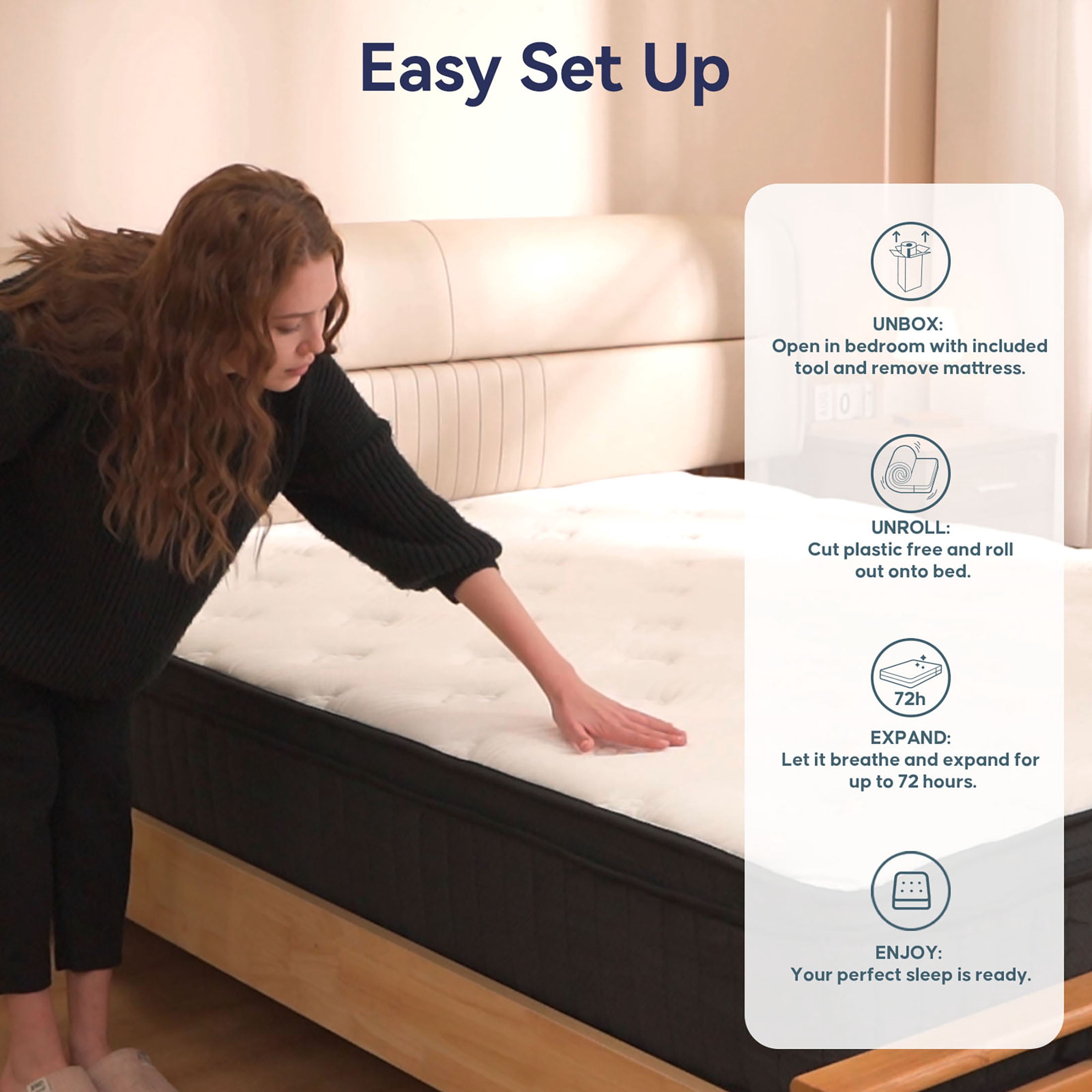 CRYREINA King Size Mattress 14 inch, Adult Hybrid King Mattress in a Box Pocket Springs, Medium Firm Feel for Pressure Relief, Breathable Comfort CertiPUR-US