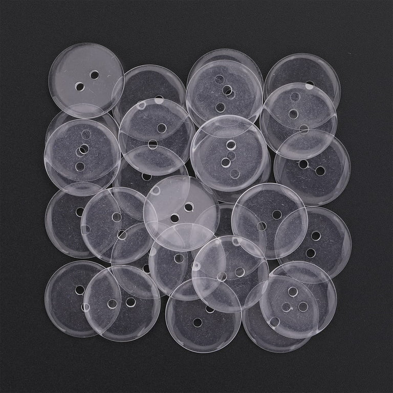 Trimming Shop 15mm Plastic Transparent Clear Round Backing Buttons with 2 Holes for Sewing, Art & Craft, Snap Fasteners, Scrapbooking, 100pcs