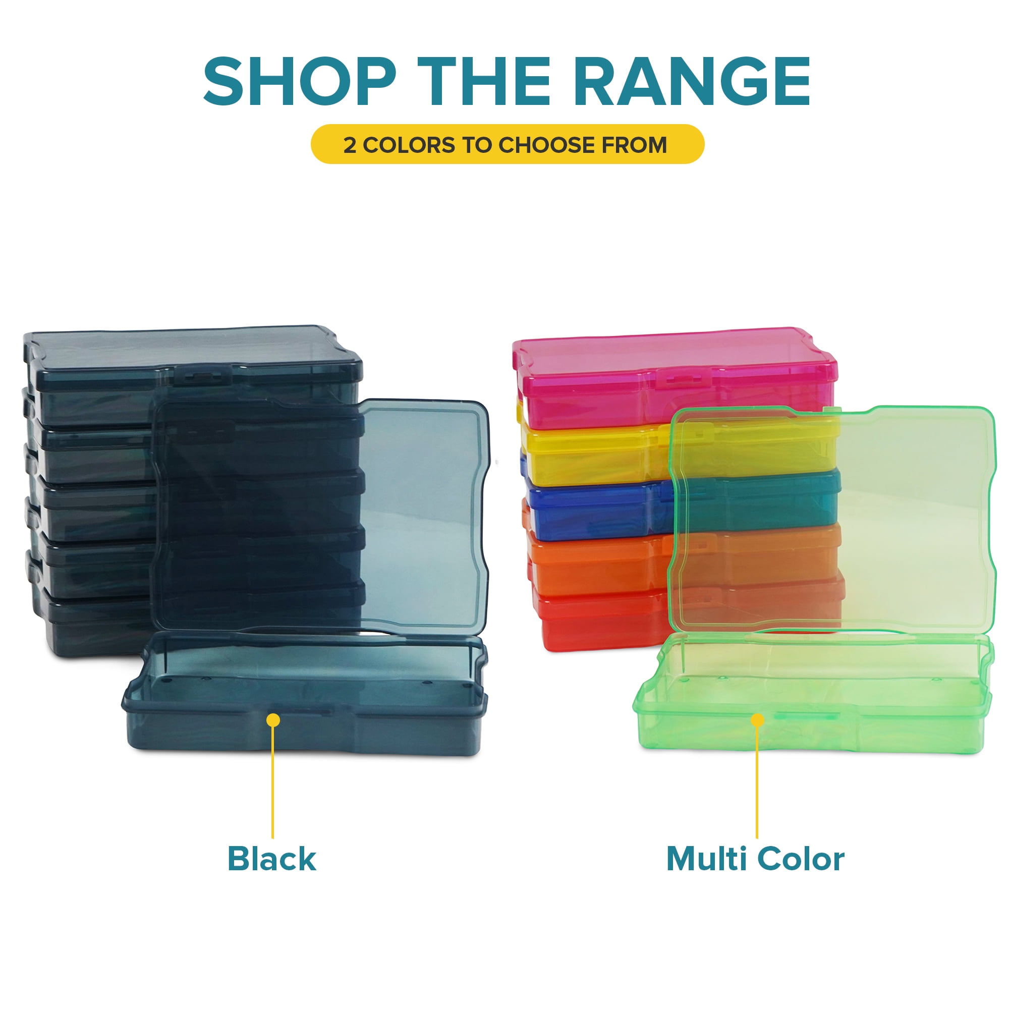 Artist Concepts Craft Box Set, Stackable Art Supplies and Craft Storage Containers, Black, 6-count, 6-pack
