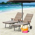 thumbnail image 1 of Gymax 2 Pcs Chaise Longue Pliante en Rotin pour Patio avec Coussin en Aluminium Réglable avec Roue, 1 of 10