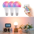 thumbnail image 1 of Bombillas Wi Fi, 3 bombillas LED inteligentes RGBLED bombillas ultra sensibles, 1 of 10