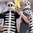thumbnail image 5 of Guvpev 3D Plush Dinosaur Skeleton Costume, Realistic Spinosaurus Fossil Jumpsuit with Padded Spine and Skull Mask, Spooky Halloween Dress-Up & Role Play Outfit for All Age Groups, 5 of 9