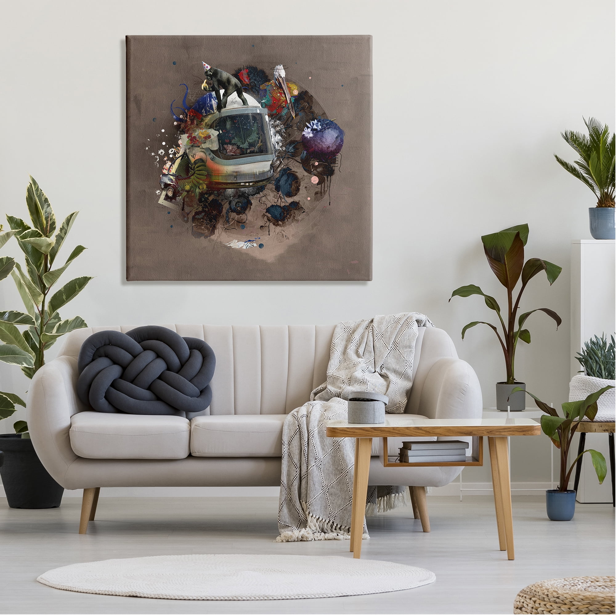 Stupell Industries Layered Street Style Collage Monkey Miscellaneous Wildlife Canvas Wall Art, 36 x 36, Design by Teis Albers