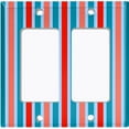 thumbnail image 2 of Metal Light Switch Wall Plate Outlet Cover (Vintage Red Teal Striped Wall - Double Rocker), 2 of 2