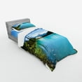 thumbnail image 3 of Landscape Duvet Cover Set, Historical Castle by the Crystal Color Lake Canadian Rurals Art, Bedding Set with Shams and Fitted Sheet, 3 Sizes, by Ambesonne, 3 of 3