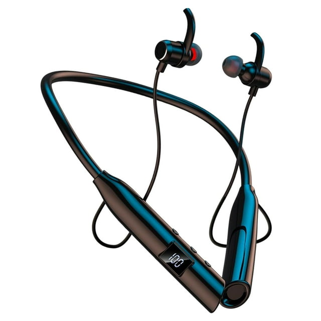 Auriculares con banda para el cuello Auriculares deportivos con micrófono Negro