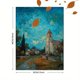 thumbnail image 3 of Qisvanset 12x16 Inch Mysterious Woman with Bluebirds Golden Leaves Canvas Painting Wall Art, 3 of 5