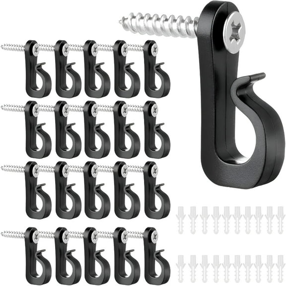 LAMIRO 20PCS Screw in Hooks for Outdoor String Lights,Screw Hooks for Light Wire LED Light Clips,Patio Wall Hooks Hanging Light Hooks for New Year Holiday Party