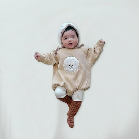 

Aayomet Jumpsuit For Baby Boy Newborn winter Baby Boy Girl Rompers Bodysuit Jumpsuit Playsuit One Piece Outfit Clothes Beige 12-18 Months