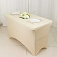 thumbnail image 3 of BalsaCircle 4 Feet Rectangular Spandex Fitted Elastic Stretchable Tablecloth Beige, 3 of 8