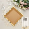 thumbnail image 4 of Efavormart 25 Pack | 9" Natural / Gold Scalloped Rim Square Paper Dinner Plates, Disposable Party Plates, 4 of 11