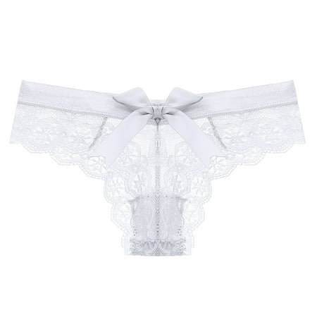 LARUYEKO Lace Low Rise Sexy Transparent Panties with Bowknot Design for Women Women s Cotton Underwear High Waisted Ladies Full Coverage Panties High-Cut Stretch Cool Underwear