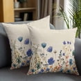 thumbnail image 2 of Decorative Throw Pillow Covers 20x20 Inch Set of 2 Blue Flower Floral Leaves Home Decor Pillow Cases for Couch, Branch Plant Nature Cushion Case for Living Room Bedroom Bed Car Chair, 2 of 9