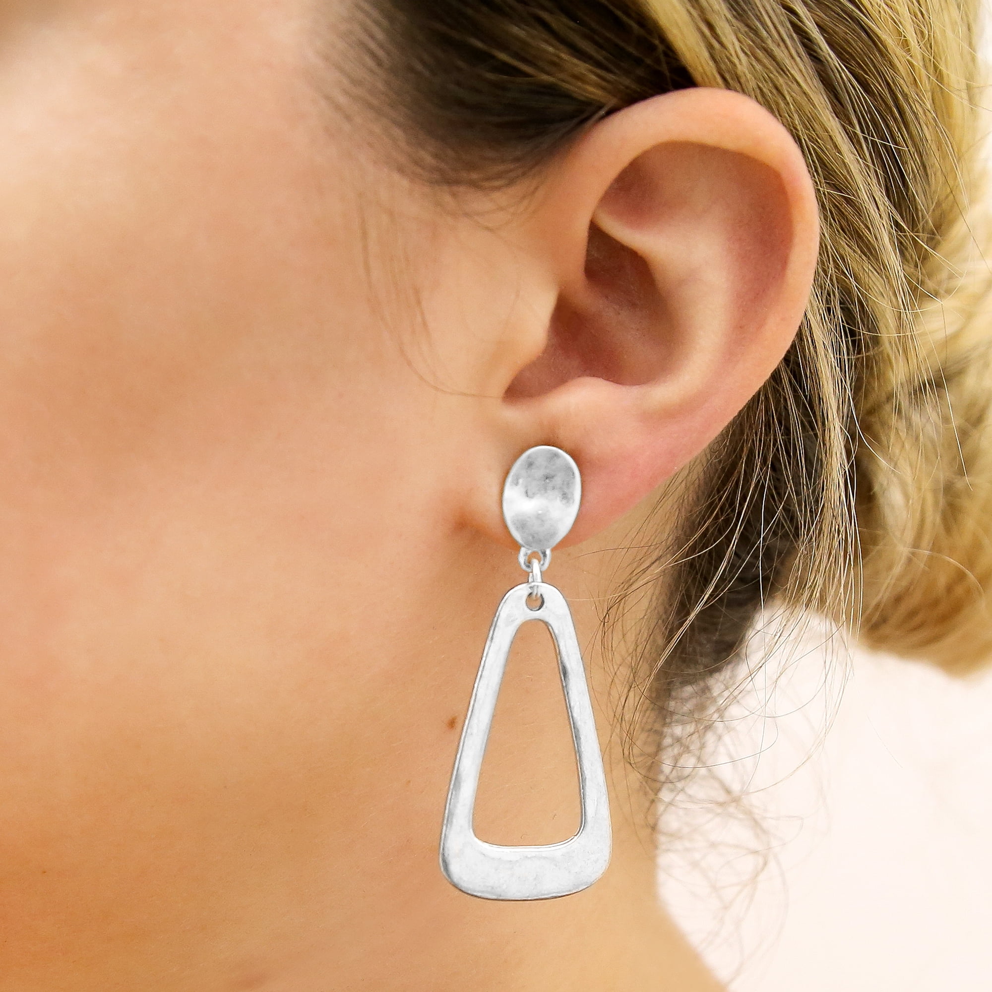 Bella Uno Women's Geometric Drop Earrings in Recycled Metal