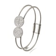 thumbnail image 4 of 201 Stainless Steel Bangles for Women Flat Round with Saint Benedict & Stainless Steel Color 1/2 inch(1.2cm) Inner Diameter 1-3/4 inch x 2-1/2 inch, 4 of 5