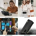 thumbnail image 4 of ELEHOLD For Samsung Galaxy A51 4G Phone Case Leather Crossbody Zipper Card Wallet Flip Case Kickstand Cover, with Ring Holder,Full Body Protection-Black, 4 of 7
