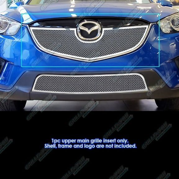 APS Compatible with Mazda CX-5 2012-2015 Main Upper Stainless Steel Chrome Mesh Front Grill Grille Insert M75933T
