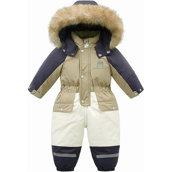 Snowsuit Ski Suit Toddler Winter Jumpsuit with Hood Fleece Lined for 1-6 Years