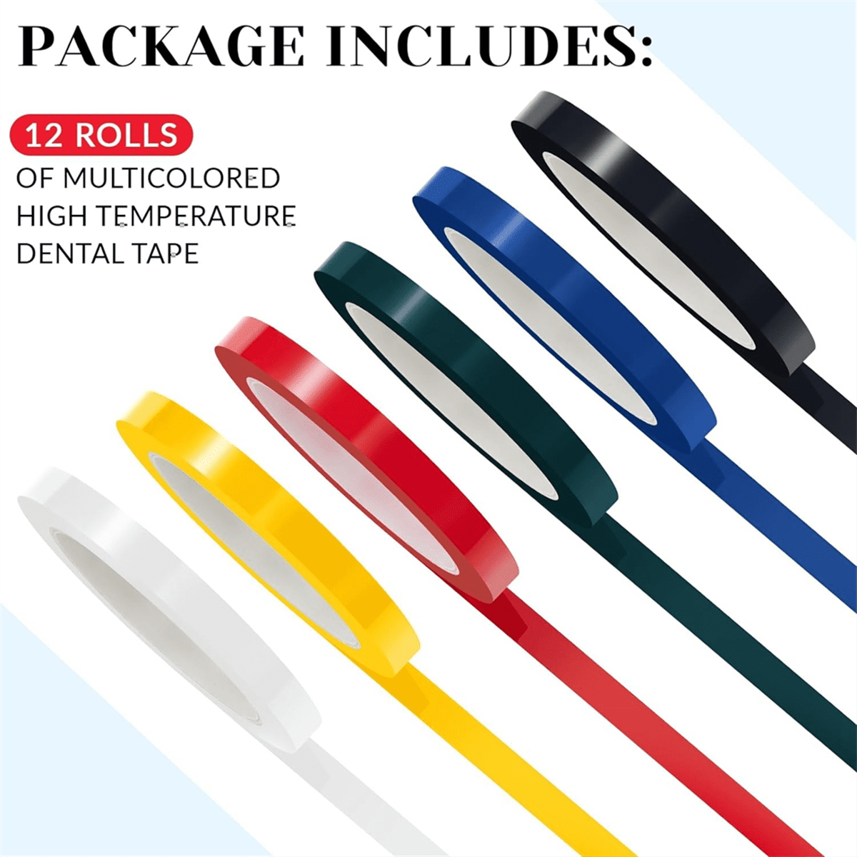 12 Rolls 12mm Colorful Autoclave Tapes, 216 Feet Length Each Tape, Dental Marking Tape, Identification Tape 6 Color