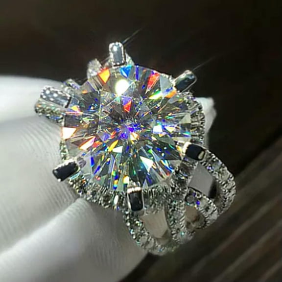 K-KED Women 925 Silver Filled Ring Elegant Cubic Zircon Anniversary Party Gift Sz 6-10-8