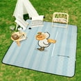 thumbnail image 6 of Cute Little Duckling Blue Stripes Waterproof Picnic Blanket with Foldable Zipper, Suitable for Outdoor Use, Suitable for Travel, Camping, Beaches, Parks, Grasslands, Picnic Blanket Accessories, 6 of 7