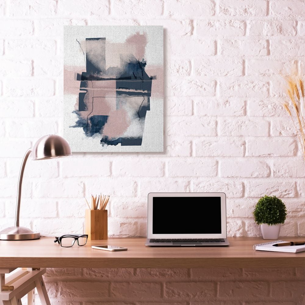 Stupell Industries Abstract Geometry Pink and Blue Watercolor Painting Canvas Wall Art by Urban Epiphany